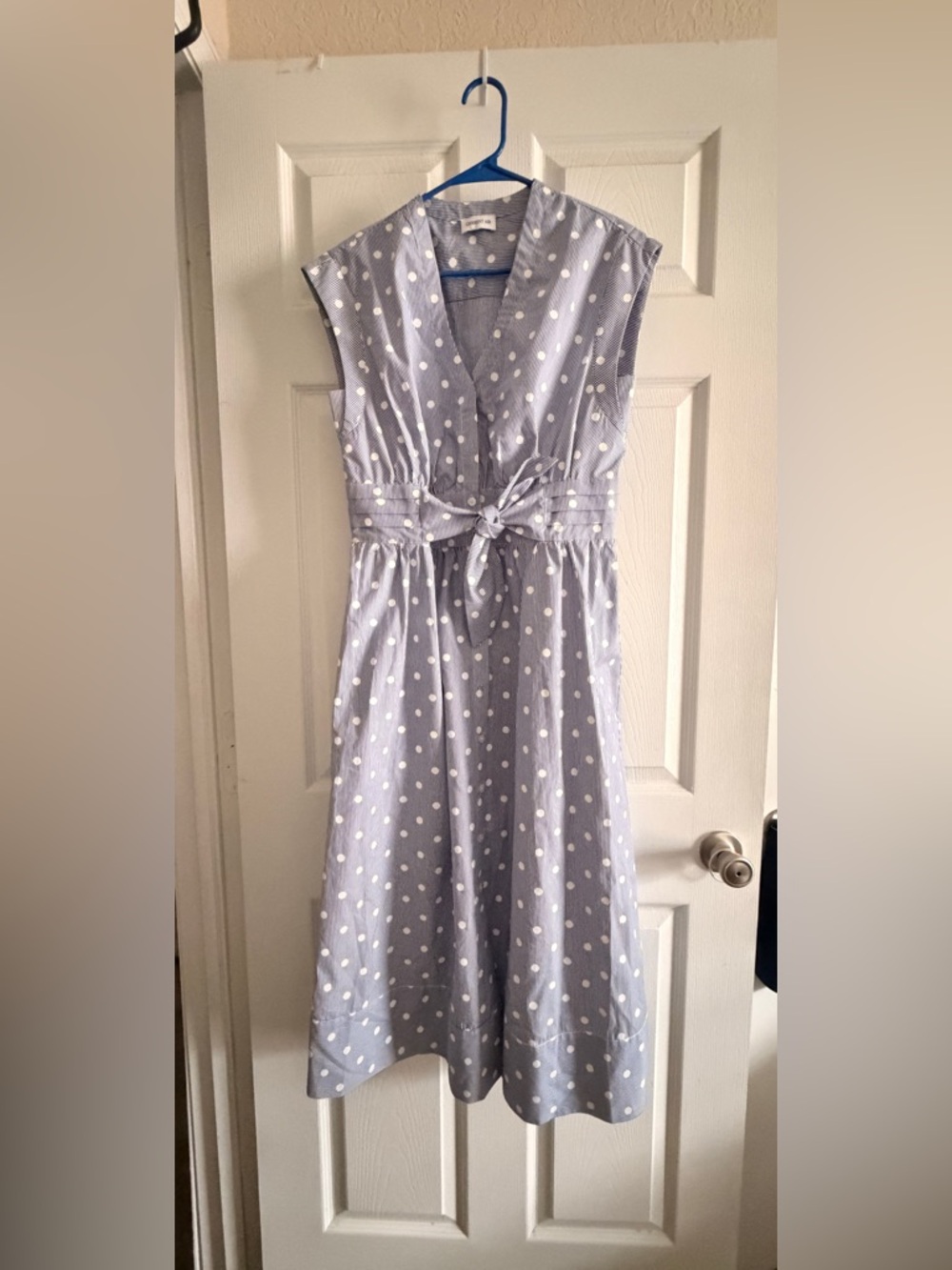 Current Air Light Blue Polka Dot Midi Dress